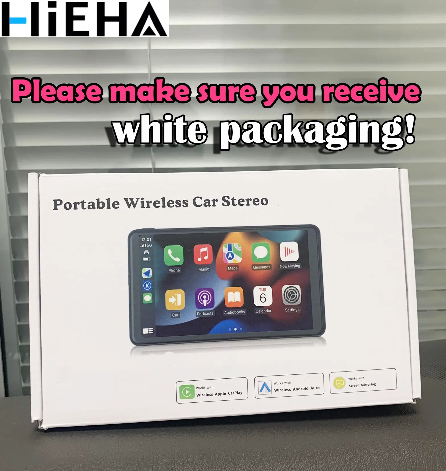 【Hieha】2026 Newest Portable Carplay Screen for Car, 7 Inch IPS Touchscreen Car Stereo Support Wireless Carplay & Android Auto, Mirror Link, GPS Navigation, Bluetooth 5.2, Backup Camera, AUX,FM Transmitter