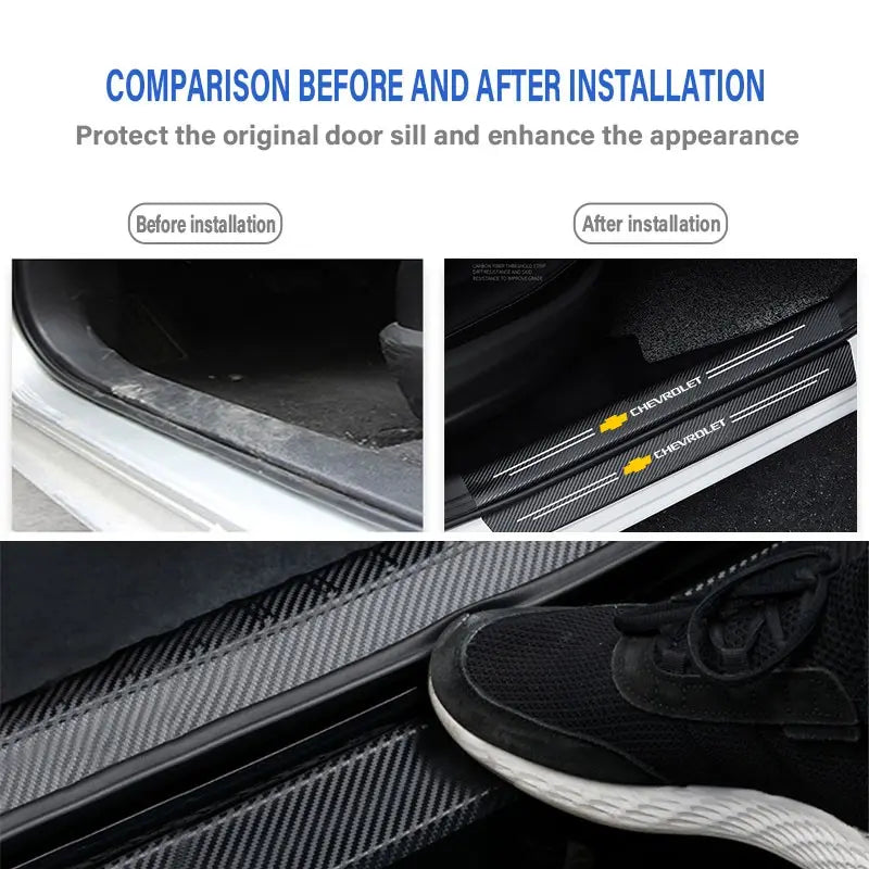 Chevrolet Car Door Sill Protector Strips, Anti-Scratch Wear Resistant, Fits Malibu, Equinox, Suburban, Camaro, Exterior Decoration Accessories
