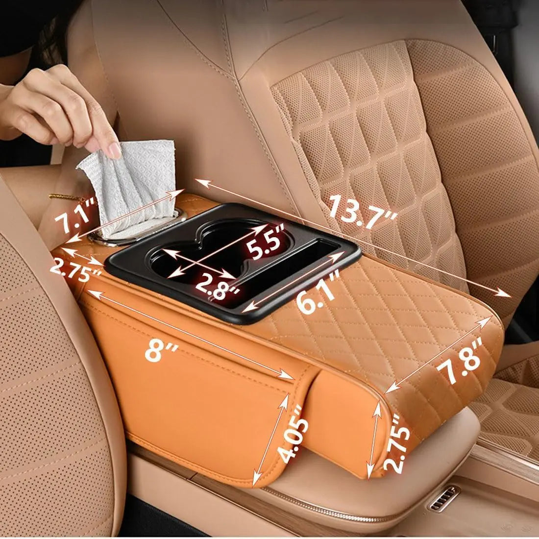 Autoverve Elite-Car Center Console Armrest Pad, Multifunctional 4 in 1 Pad for Car Armrest Box, Car Storage Bag, Car Console Organizer, Car Interior Accessories, Car Organization Supplies