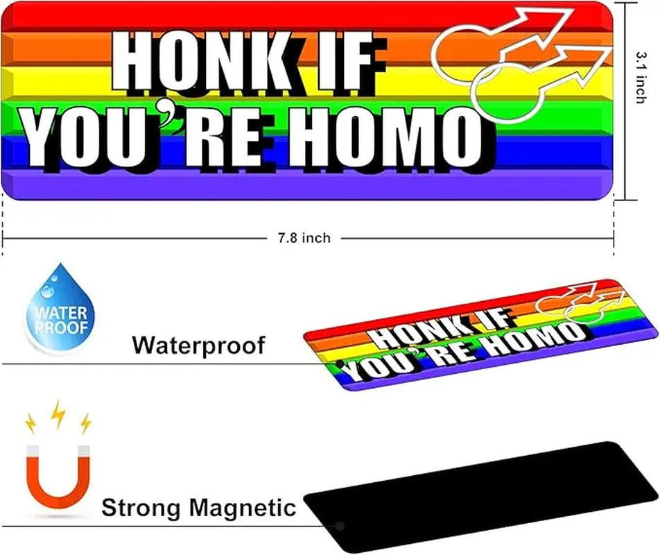 Gay Pride Rainbow Magnet Bumper Sticker Unique Designs 7.8X3.1 Inches Reusable Car Accessories for Vehicles and Fridge Funny Decor