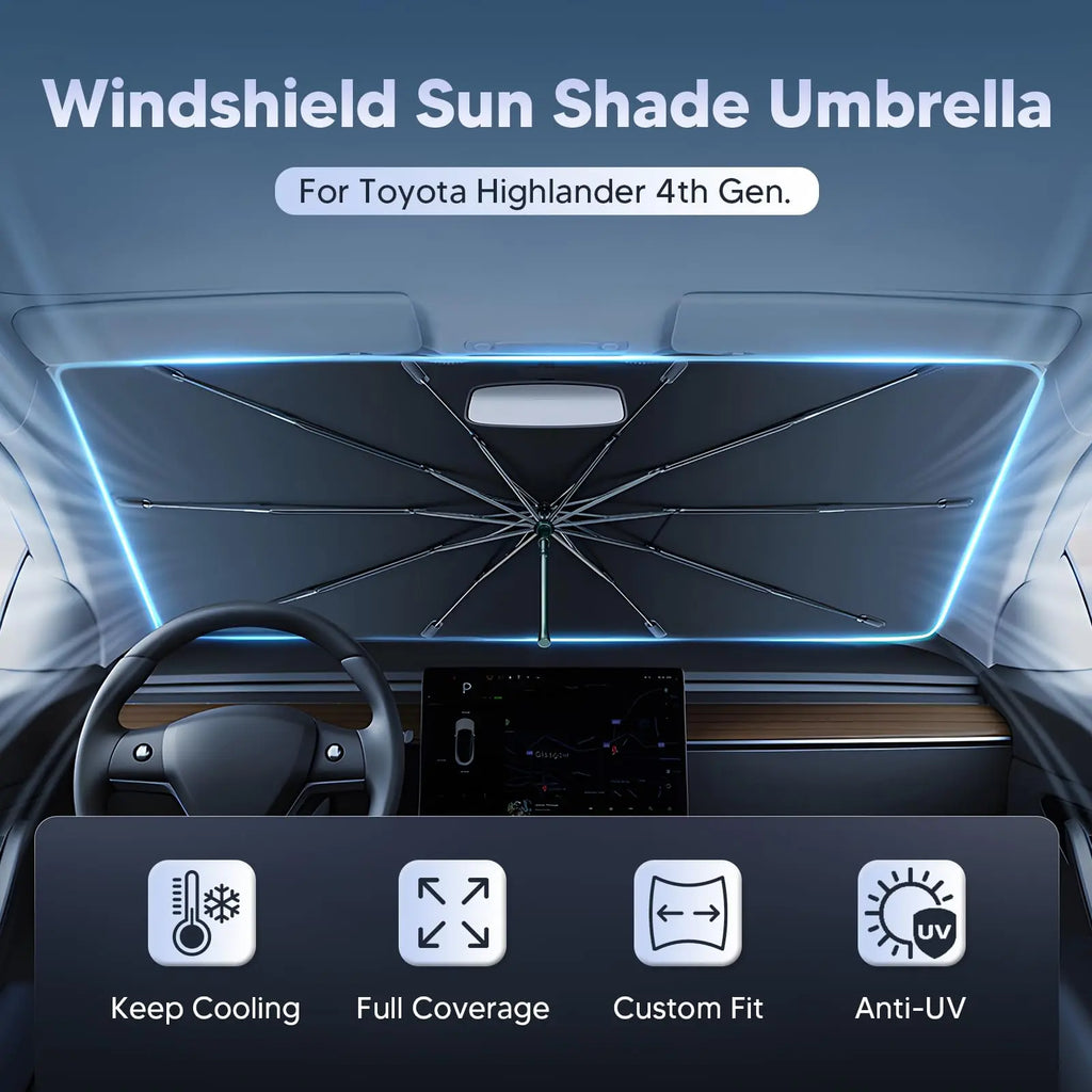Foldable Windshield Sun Shade Umbrella, 55" X31" Reflective Car Window Cover for Front Window Heat Insulation Protection, for Auto Sedan, Windshield