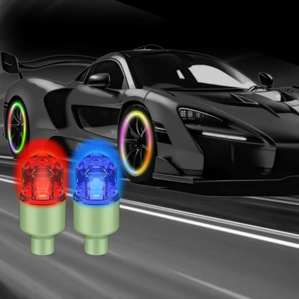 LED Wheel Light Waterproof Luminous Car Tire Valve Caps Vibration-Sensitive LED Tire Valve Cap-Bicycle Car Motorcycle Tire Led