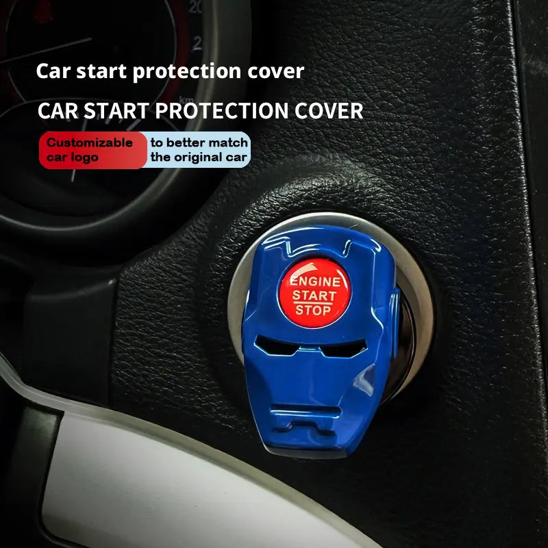 Metal Car Push Start Button Cover, Mech Engine Start Stop Button Cover, Cute Car Accessories for Women Decor