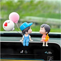 Cute Couple Car Dashboard Decorations, Lovely Couple Kiss Cartoon Figurines Car Ornament, Resin Material Boy Girl Car Interior Decoration with Balloon for Car Dashboard Gifts,Summervibes