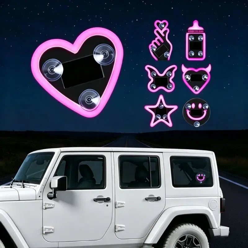 Joytutus Summervibes-Solar Powered LED Heart Shape C-Pillar Neon Light Eco-Friendly Wireless Car Interior Decor 9.57Mm X 8.42Mm X 15.36Mm Modern Stylish Design Tiktokshopspringglowup