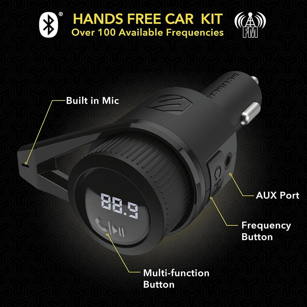 Scosche Btfreq Pro Bluetooth Hands-Free Car Kit with FM Transmitter Dual USB-C & USB-A Ports for Rapid Charging and Wide Compatibility - Automotive