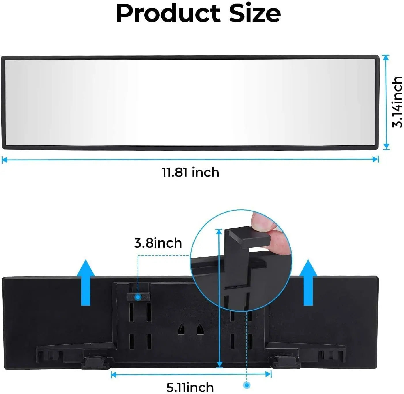 Car Rear View Mirrors 11.8 Inch Wide-Angle Clip-On Design | Reduces Blind Spots for Cars, Suvs & Trucks | Clear Vision & Enhanced Awareness