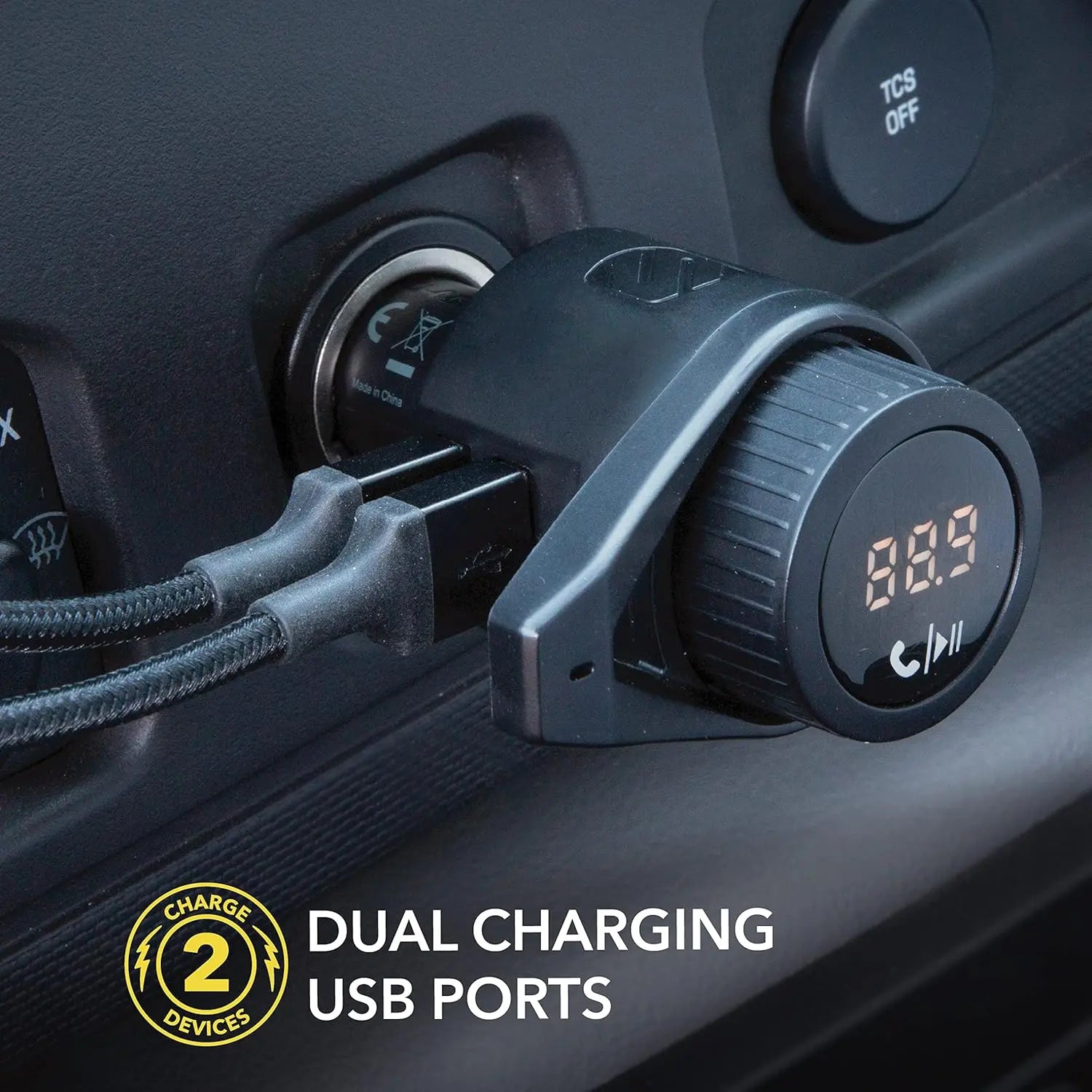 Scosche Btfreq Pro Bluetooth Hands-Free Car Kit with FM Transmitter Dual USB-C & USB-A Ports for Rapid Charging and Wide Compatibility - Automotive