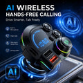 Bluetooth 5.3 FM Transmitter Bluetooth Car Adapter - PD 30W & USB Fast Charger, Colorful RGB Light, Hands-Free Calling, Bass Music Player for All Vehicles