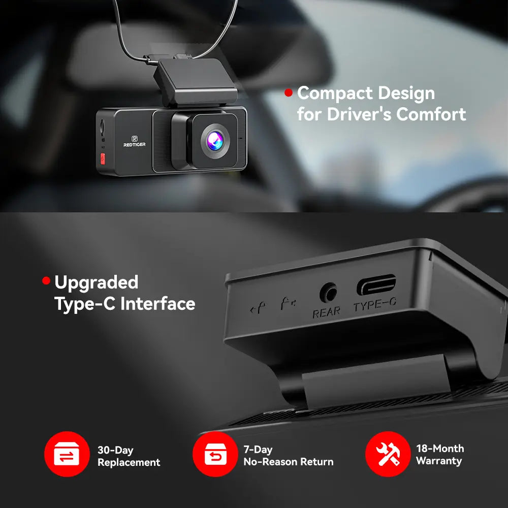 【Fathersdaygift】Redtiger A3 3 Channel Wifi Dash Cam Front and Rear inside with 32G SD Card( No SD Card Option in a Better Deal ), 2.5K+1080P+1080P Car Dash Camera for Carsfront and Rear, G-Sensor, 24H Parking Mode, Car Rvibe, Car VLOG, Summervibes Summerv