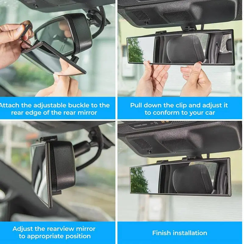 Car Rearview Mirror, 11.8 Inch Panoramic Wide Angle Anti-Glare, Clip on Auto Rear View Mirror, HD Clear Convex Surface, Car Interior Accessories Universal for SUV, Truck, Van, Vehicles