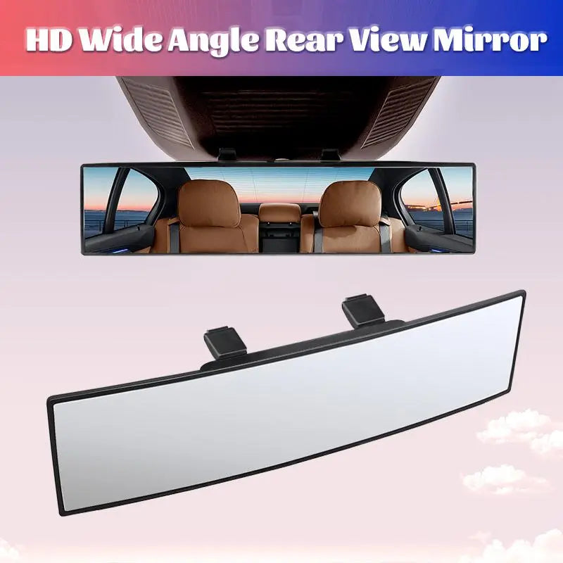 【Install Max Width: 3.1"】11.81 Inch Panoramic Convex Real View Mirror, Interior Clip-On Wide Angle to Reduce Blind Spot Effectively for Car SUV Clear Visibility Safety Install Rearview High Definition