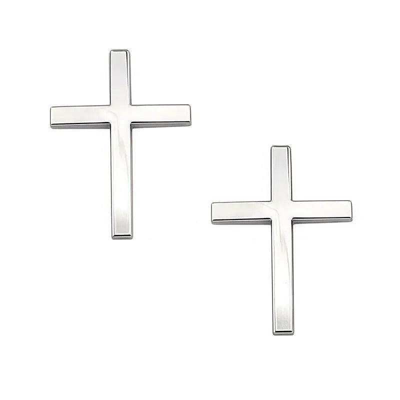 Two Pcs 3D Cross Sticker Christian Car Exterior Decorative Sticker Universal Car Accessories for Motorcycle & SUV Emblem Badge Decal Decoration Two Pcs No Warranty