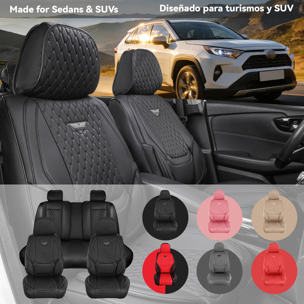 EKR Semi-Custom Deluxe 5-Seat Car Seat Covers Universal Fit Fits 80% Vehicles Waterproof Wear-Resistant Full Coverage Auto Seat Protectors Interior Upgrade for Toyota Honda Nissan Ford Kia Hyundai 2-Year Warranty Fathersdaygift