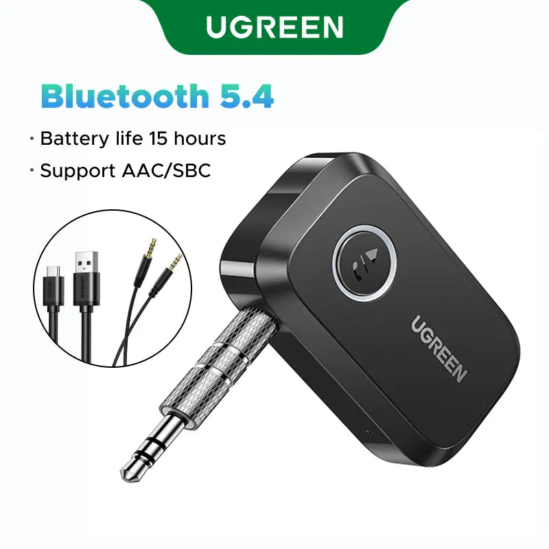 UGREEN 5.4 Aux Bluetooth Adapter for Car, Wireless FM Transmitter, 3.5Mm Aux Audio Receiver for Home Stereo/Wired Speaker, 15H Battery Life Car Accessories, Bluetoothtransmitter, Automotive,Tiktokshopmemorialday