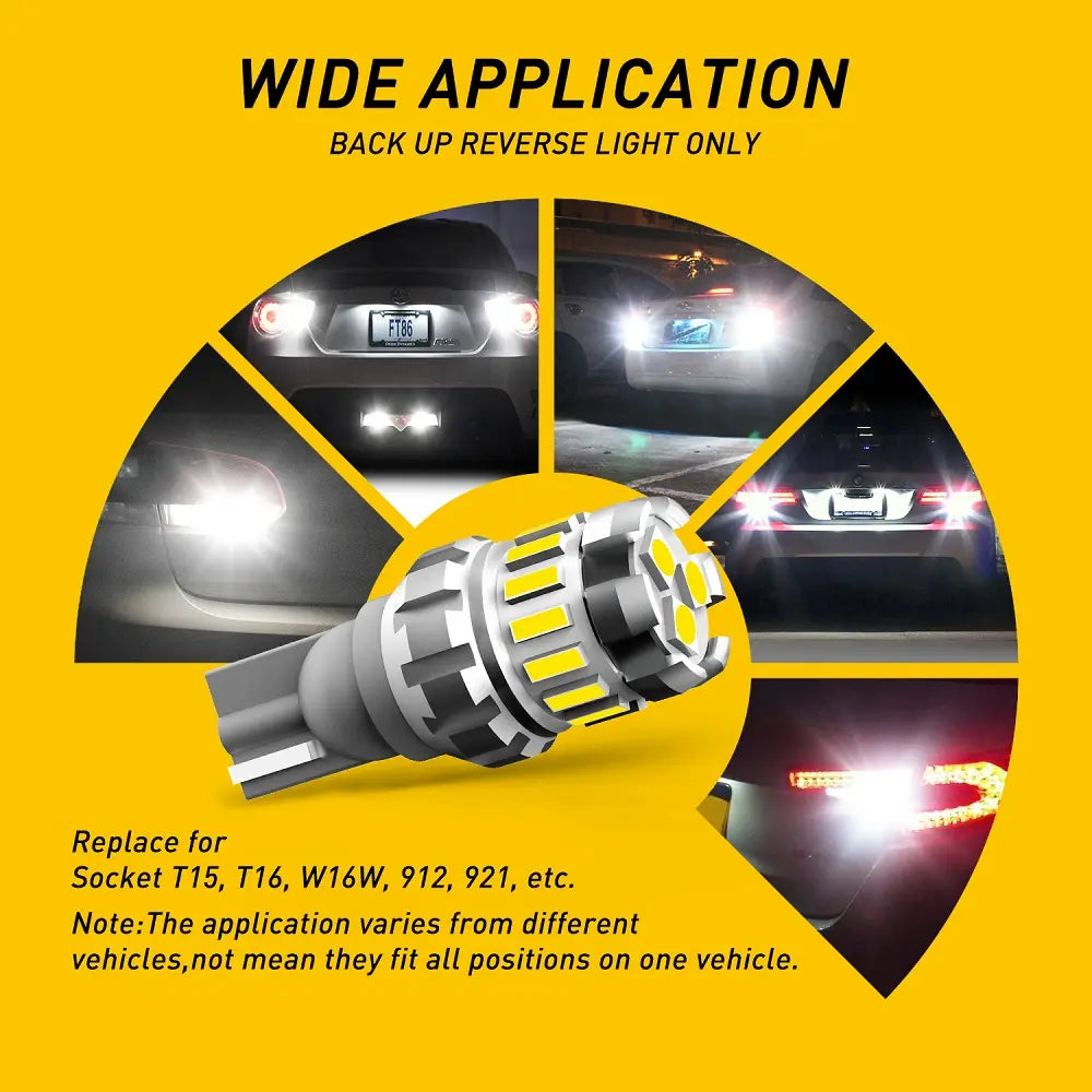 Flash AUXITO 912 921 T15 LED Strobe Flashing Backup Reverse Light Parking Warning Bulbs 2Pcs