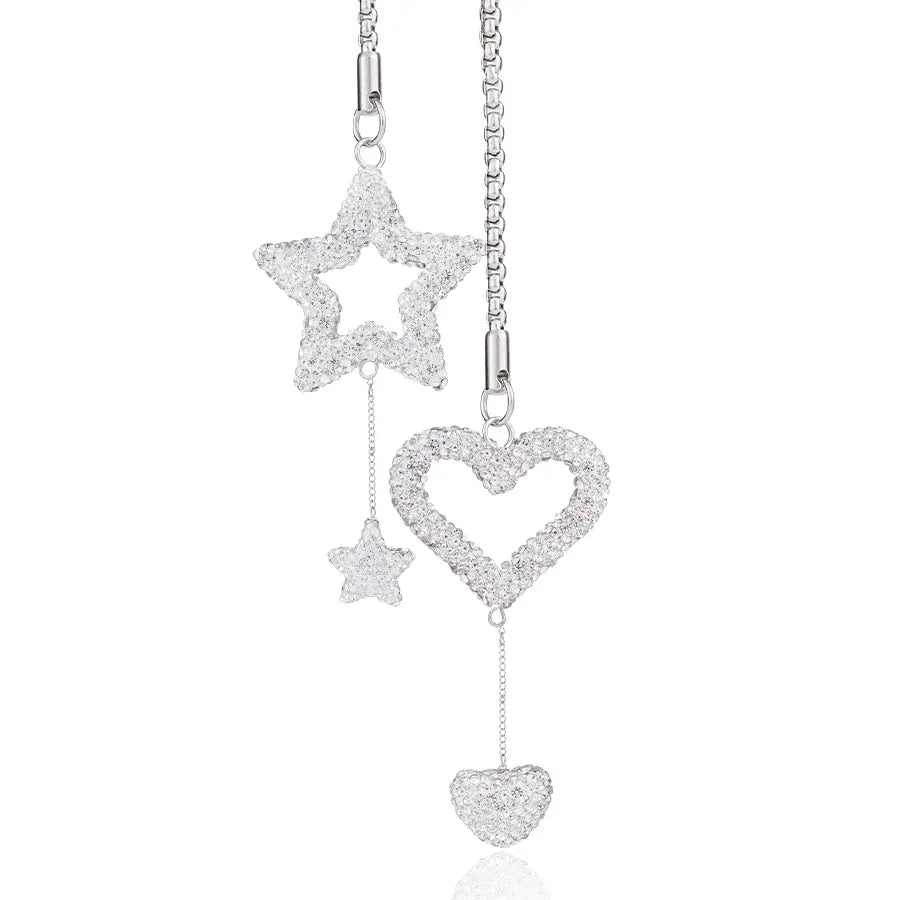 1 Pair Artificial Crystal Hollow Five-Pointed Star Rear View Mirror Pendant Car Accessories Rear View Mirror Accessories Car Charm Car Decorations Car Decorations Interior Girly Car Accessories