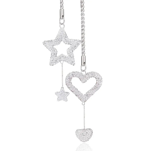 1 Pair Artificial Crystal Hollow Five-Pointed Star Rear View Mirror Pendant Car Accessories Rear View Mirror Accessories Car Charm Car Decorations Car Decorations Interior Girly Car Accessories