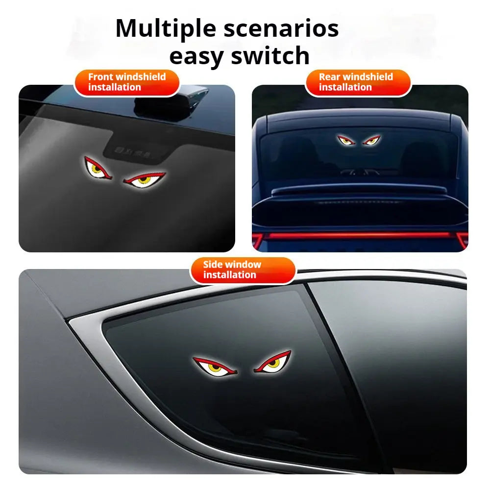 DIYCOM Dynamic LED Rear Window Display for Car – Vampire Devil Eye Emoji Panel, Scrolling Message Screen, USB Powered Night Driving Ambient Light, Cool Funny Auto Decor