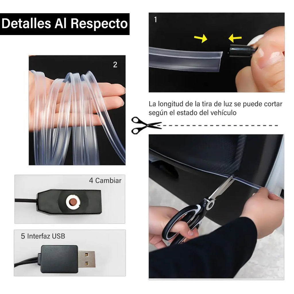 Automotive Ambient Lighting, Intelligent Interior Lights with App Control, Dashboard with Remote Music Synchronization App Control, RGB Color Change, Dly Mode, and Multi Scene Ambient Lighting with LED Lights with Charger