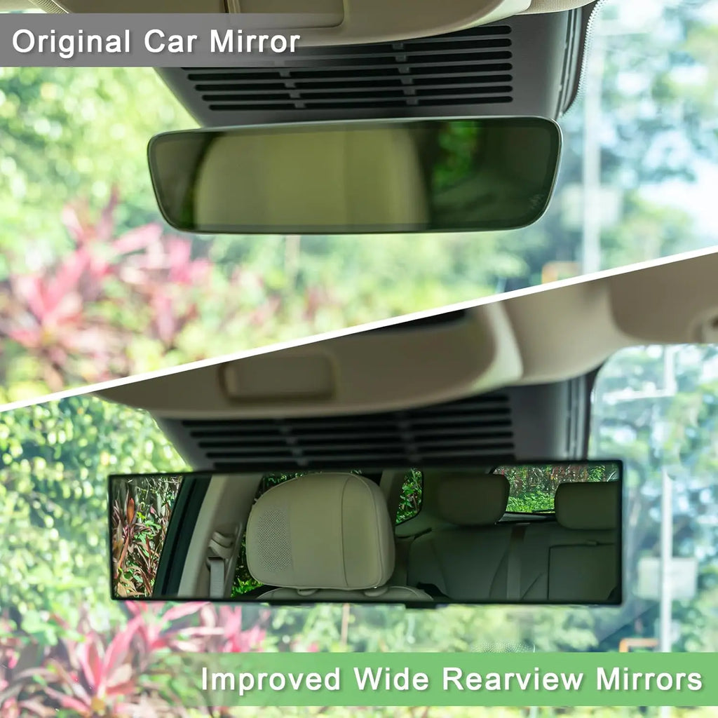 Car Rearview Mirror, 11.8 Inch Panoramic Wide Angle Anti-Glare, Clip on Auto Rear View Mirror, HD Clear Convex Surface, Car Interior Accessories Universal for SUV, Truck, Van, Vehicles
