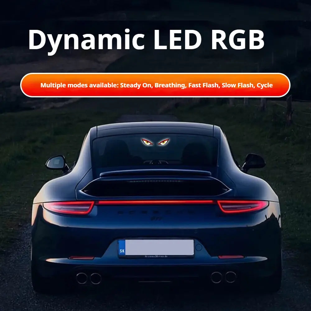 DIYCOM Dynamic LED Rear Window Display for Car – Vampire Devil Eye Emoji Panel, Scrolling Message Screen, USB Powered Night Driving Ambient Light, Cool Funny Auto Decor