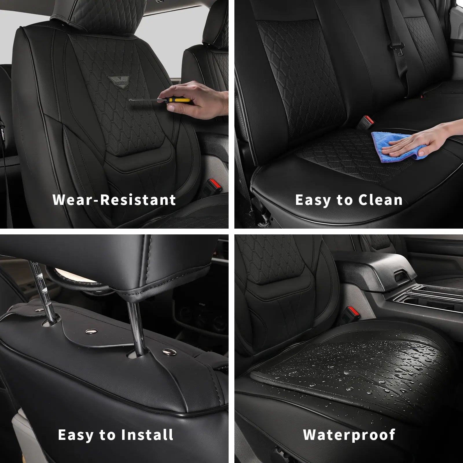 EKR Semi-Custom Deluxe 5-Seat Car Seat Covers Universal Fit Fits 80% Vehicles Waterproof Wear-Resistant Full Coverage Auto Seat Protectors Interior Upgrade for Toyota Honda Nissan Ford Kia Hyundai 2-Year Warranty Fathersdaygift