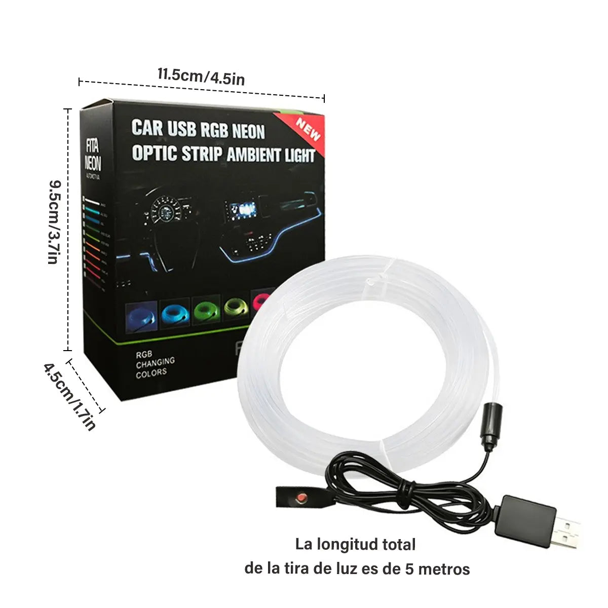 Automotive Ambient Lighting, Intelligent Interior Lights with App Control, Dashboard with Remote Music Synchronization App Control, RGB Color Change, Dly Mode, and Multi Scene Ambient Lighting with LED Lights with Charger