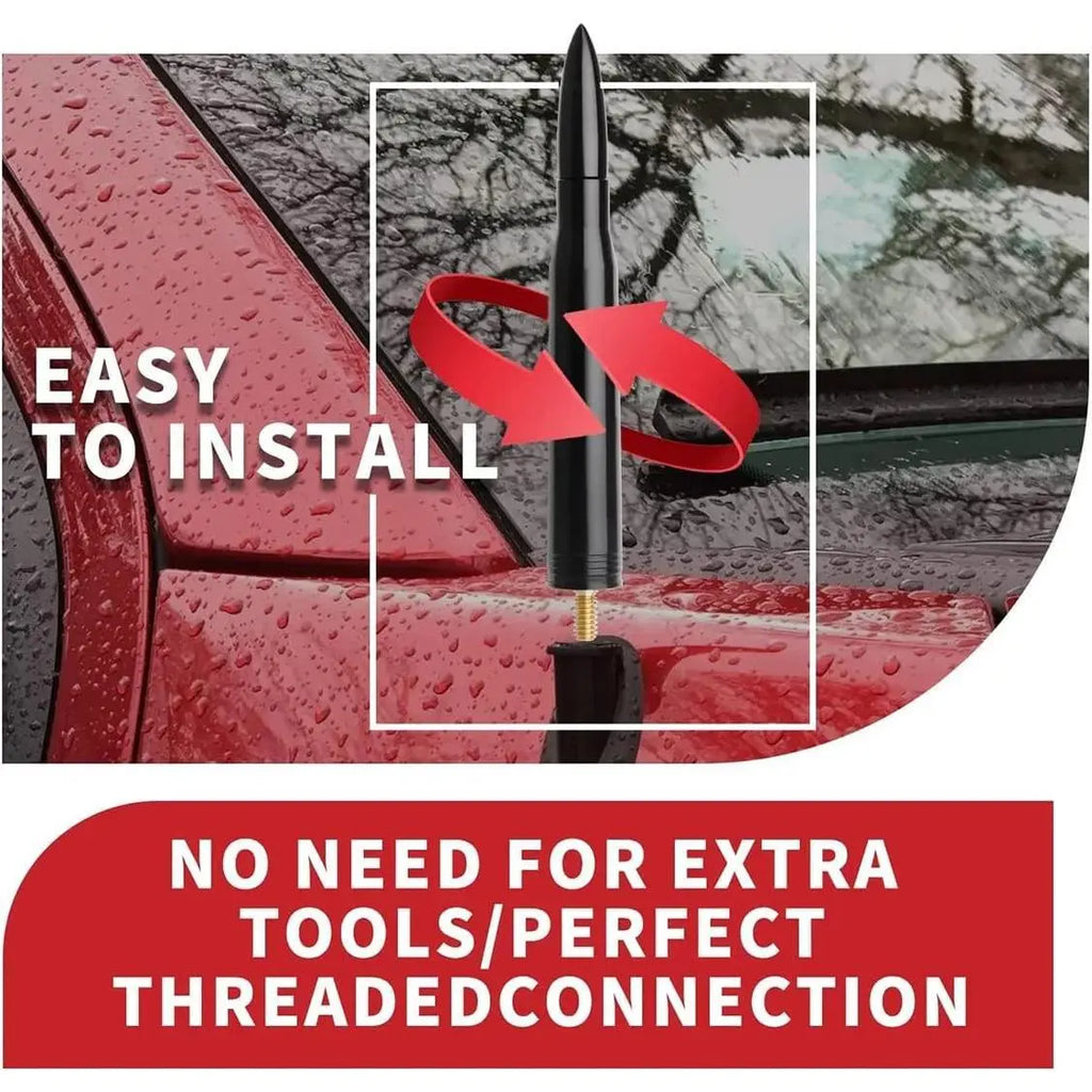 Bullet Antenna Mast Power Radio AM/FM Replacement Universal Car Radio Antenna, Cool Car Accessories Widely Compatible Compatible with Ford, Dodge, Chevrolet, GMC, Jeep, Toyota Truck Replacement Antenna