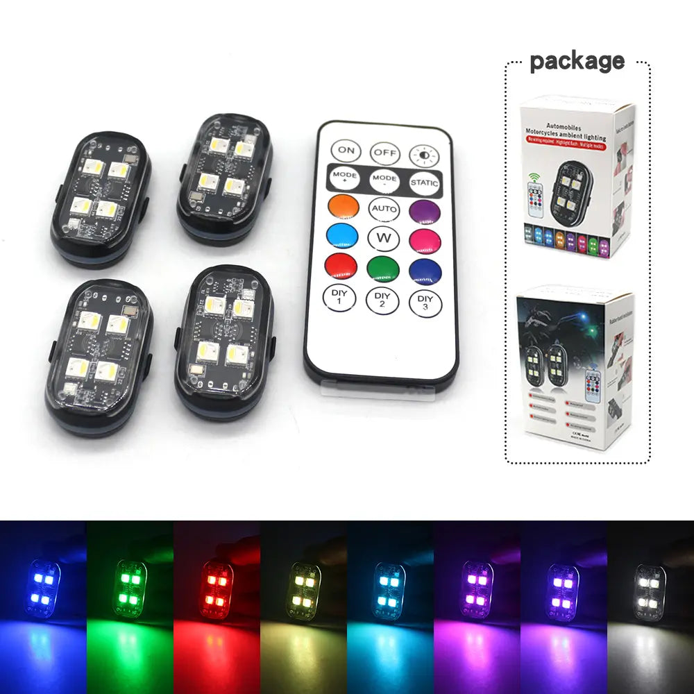 2/4/6Pcs Wireless LED Strobe Lights Car Decor Atmosphere Light, Rechargeable Led Lights Anti-Collision LED Warning Light