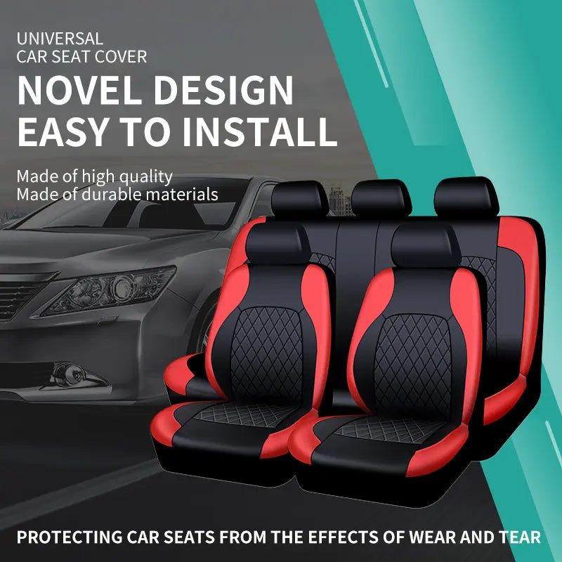 Universal Car Seat Covers 1 Set 5 Seats for Car Front & Rear Seat Covers, PU Leather Waterproof Automotive Seat Protectors, Fits Most Vehicles, Car Interior Accessories