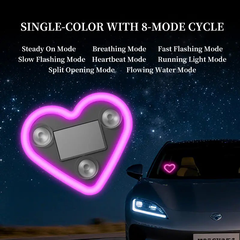 Joytutus Summervibes-Solar Powered LED Heart Shape C-Pillar Neon Light Eco-Friendly Wireless Car Interior Decor 9.57Mm X 8.42Mm X 15.36Mm Modern Stylish Design Tiktokshopspringglowup