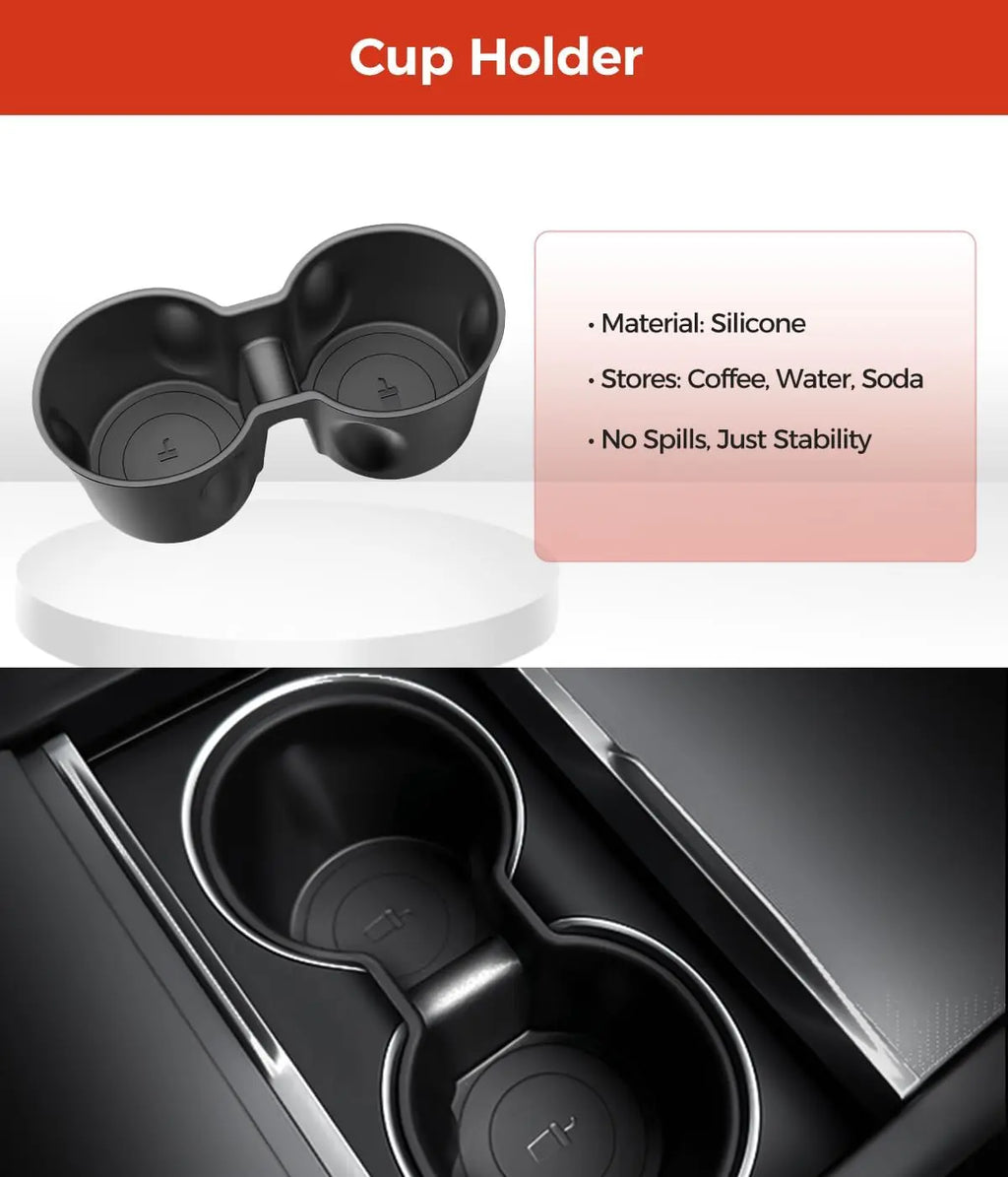 Center Console Organizer 5PCS Compatible with Tesla Model Y Juniper2026, Armrest Storage Tray, Hidden Storage Box, Cup Holder, Phone Holder – Interior Accessories for New Model Y/3 2025