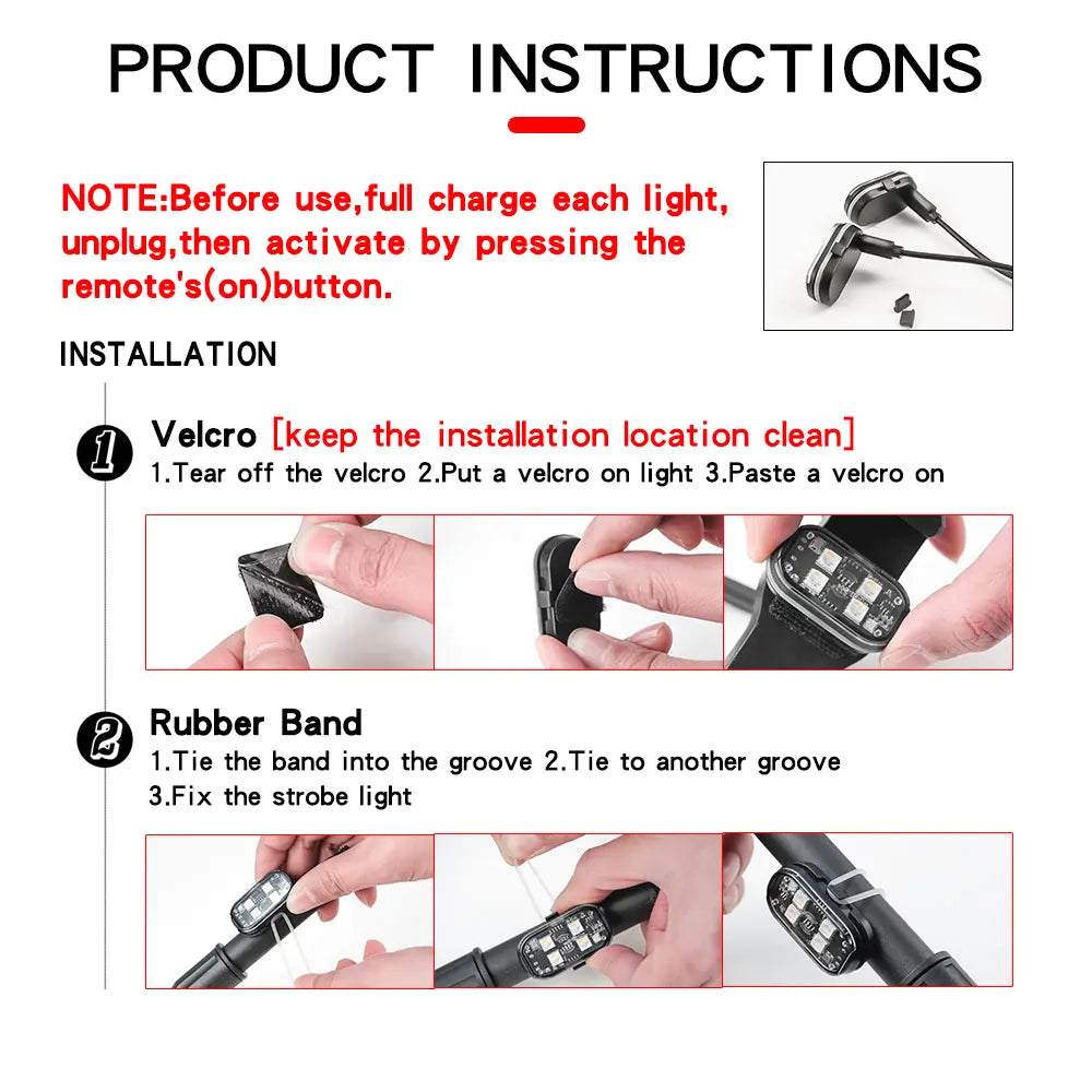 2/4/6Pcs Wireless LED Strobe Lights Car Decor Atmosphere Light, Rechargeable Led Lights Anti-Collision LED Warning Light