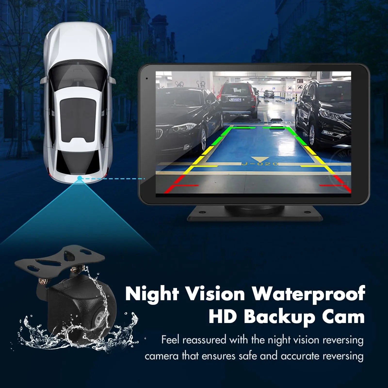 【Hieha】2026 Newest Portable Carplay Screen for Car, 7 Inch IPS Touchscreen Car Stereo Support Wireless Carplay & Android Auto, Mirror Link, GPS Navigation, Bluetooth 5.2, Backup Camera, AUX,FM Transmitter