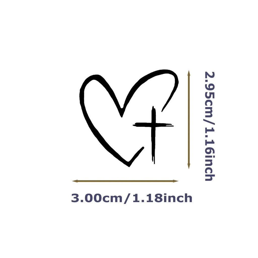 4Pcs Heart & Cross Car Stickers,Pattern Car Mirror Sticker, Car Rearview Mirror Decal, Vinyl Die Cut Decal, Universal Car Exterior Accessories,Faith Gift,Summervibes
