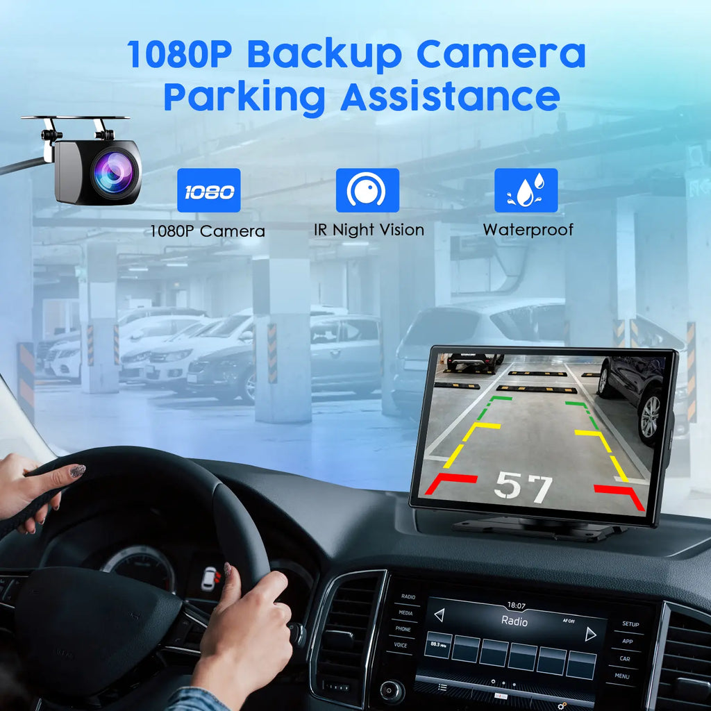LAMTTO 9-Inch Wireless Car Stereo with Carplay, Backup Camera, GPS Navigation, Android Auto Carplay Screen | Summervibes Gifts for Man or Woman Car Video Player Fathersdaygift