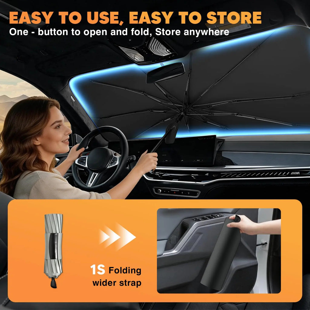 Foldable Anti-Uv Windshield Sunshade, Multipurpose Car Front Window Heat Protective Umbrella for Sedan, Automotive Exterior Accessories for Men & Women, Car Stuff, Vehicle