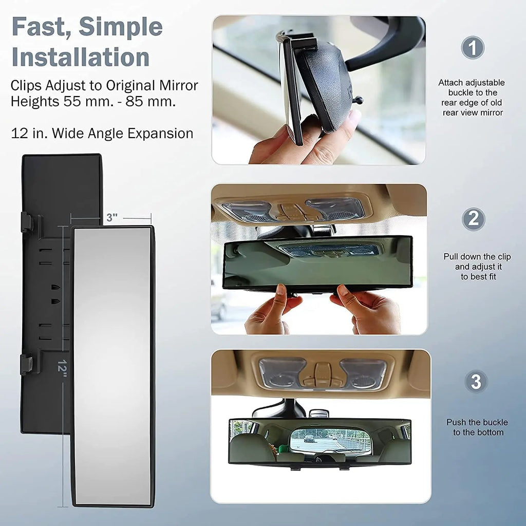 Car Rear View Mirrors 11.8 Inch Wide-Angle Clip-On Design | Reduces Blind Spots for Cars, Suvs & Trucks | Clear Vision & Enhanced Awareness