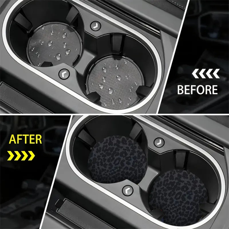2 or 4 Pcs Leopard Print Car Interior Coasters, Absorbent Neoprene, Easy to Clean, Gift for Him or Her, Car Accessories, Car Essentials