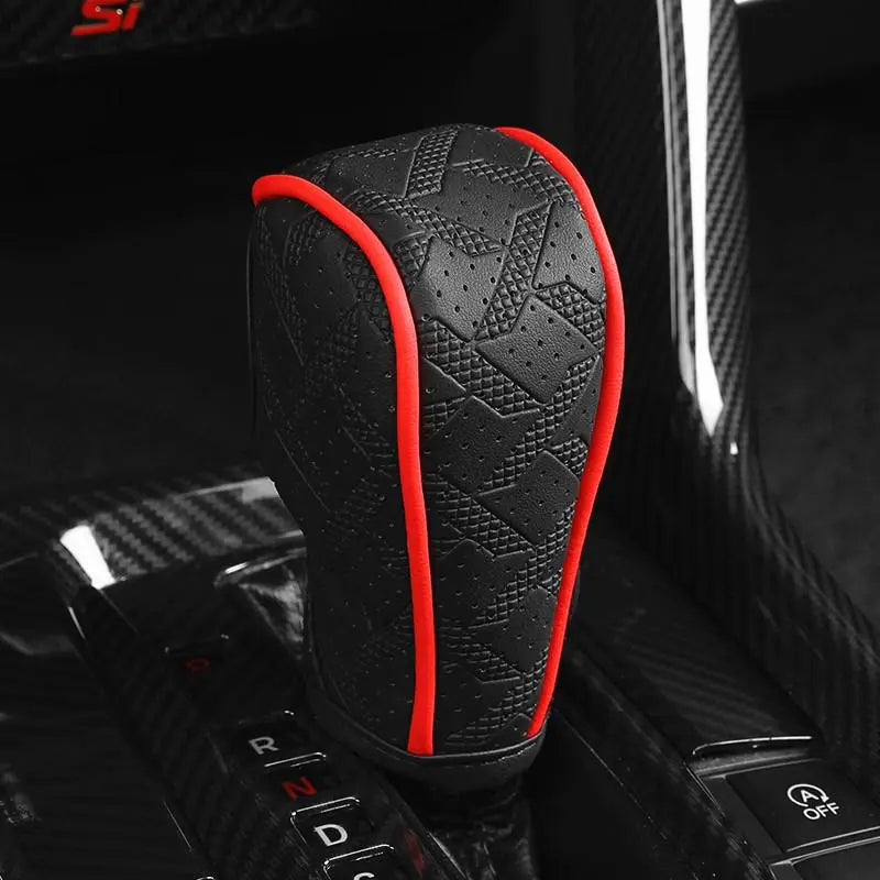 Car Gear Shift Knob Cover, Shift Lever Cover, Automatic Shift Knob, PU Leather Hand Brake Anti-Slip Protective Case, Automotive Auto Interior Accessories Decorations