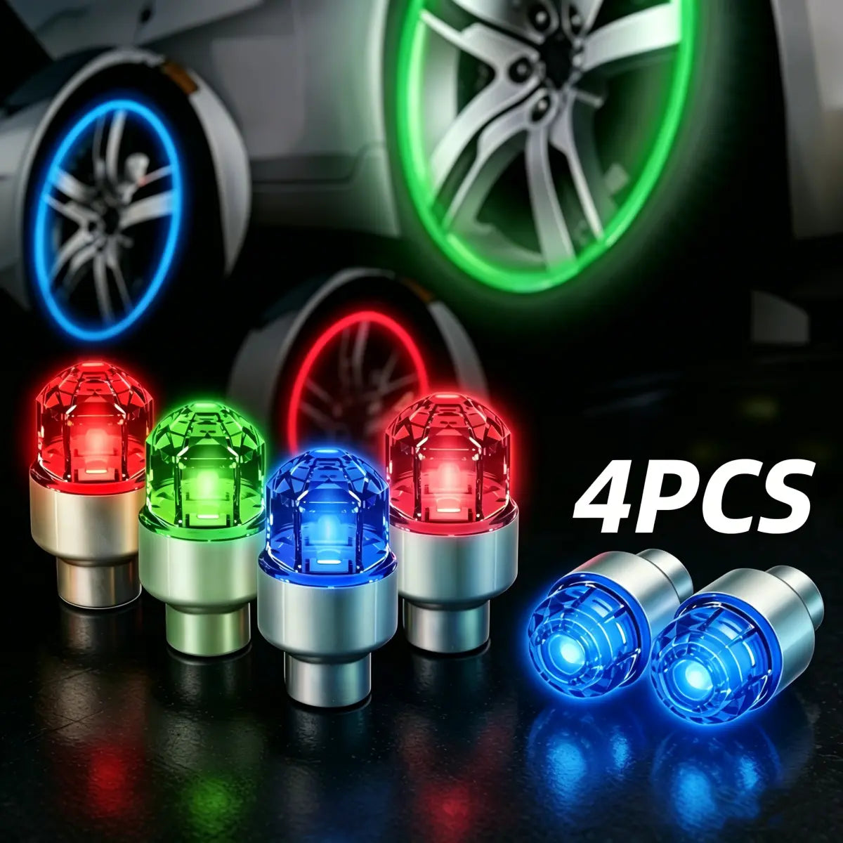LED Wheel Light Waterproof Luminous Car Tire Valve Caps Vibration-Sensitive LED Tire Valve Cap-Bicycle Car Motorcycle Tire Led