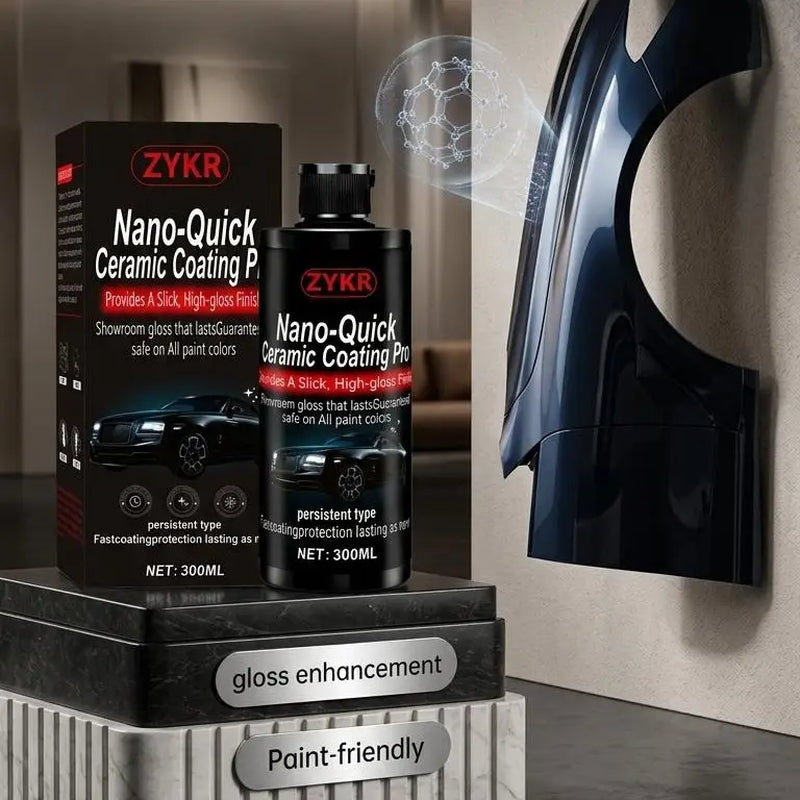 ZYKR Automotive Nano-Ceramic Coating Product Utilizes Advanced Ceramic Technology, Offering Dust-Proof and Water-Repellent Properties as Well as Long-Lasting Luster. Capacity: 300 Milliliters.