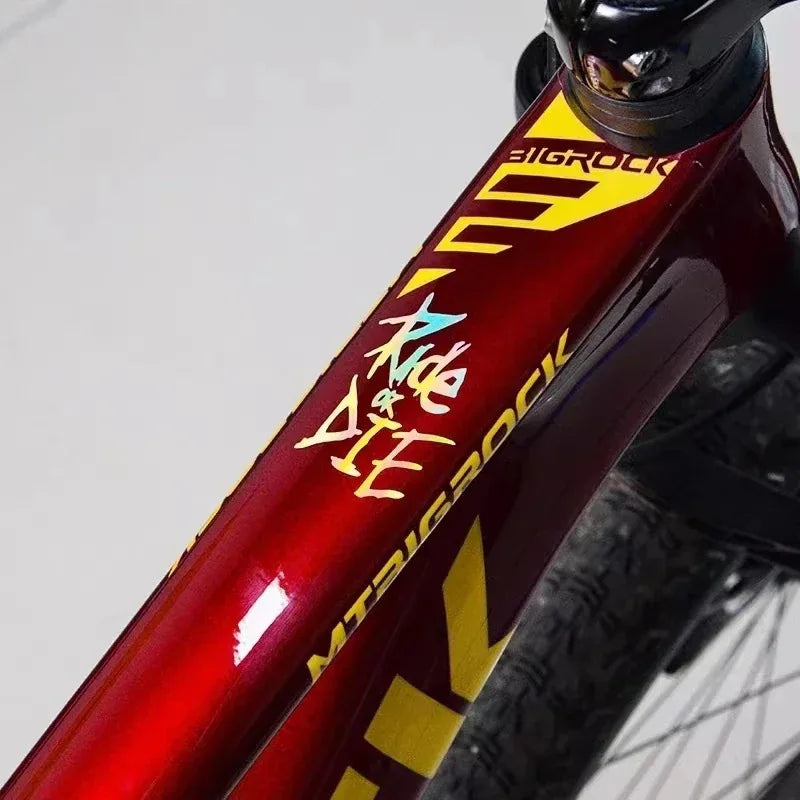 1Pc/Set Bike Frame Stickers Ride or Die Top Tube Decals for MTB Bicycle Decorative Frame Bike Auto Motorcycle Accessories