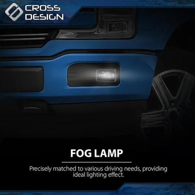 CROSSDESIGN Fit for 2015-2020 Ford F150 2017-2018 Ford F250 Bumper LED Fog Lights Lamp LH+RH