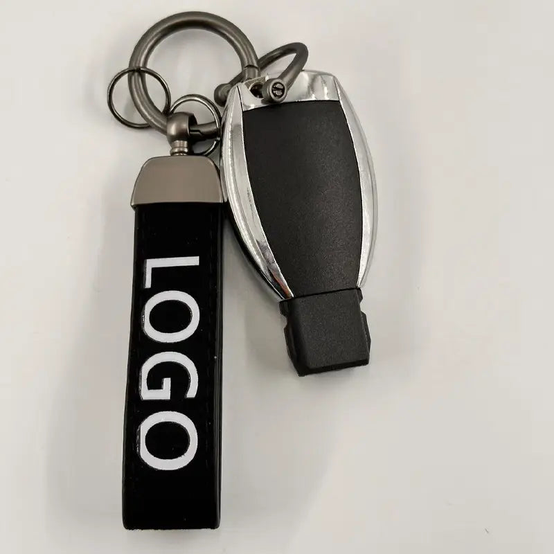 Customized Stylish Suede Keychains Unisex Retro Personalized Car Logo Keychains Fun Car Accessories Pure Color Buckle Suede Leather Material Car Logo Metal Key Chain Pendant
