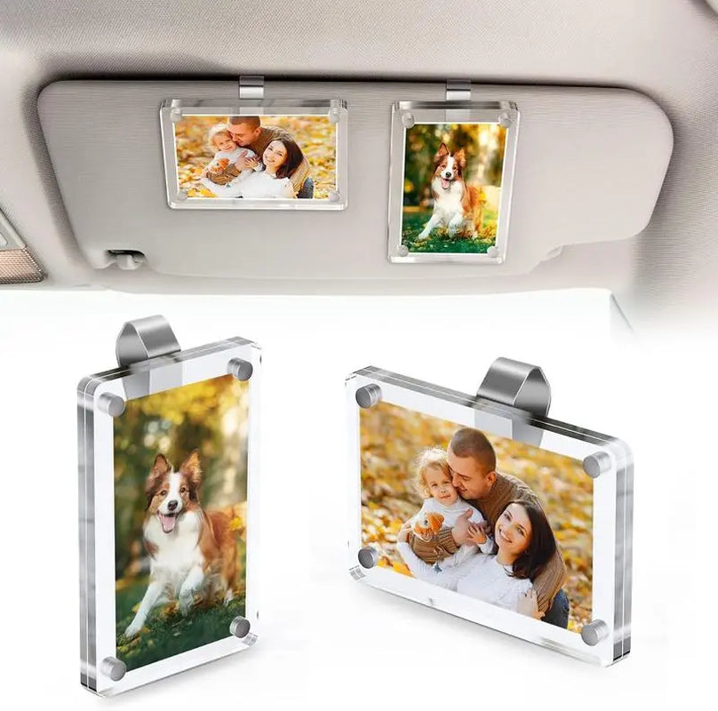 Joytutus Summervibes-Magnetic Car Sun Visor Photo Clips - Clear Acrylic Display Frames for Family Pet Photos, Easy Clip Vehicle Accessories, Birthday Car Gift for Drivers, Car Accessories