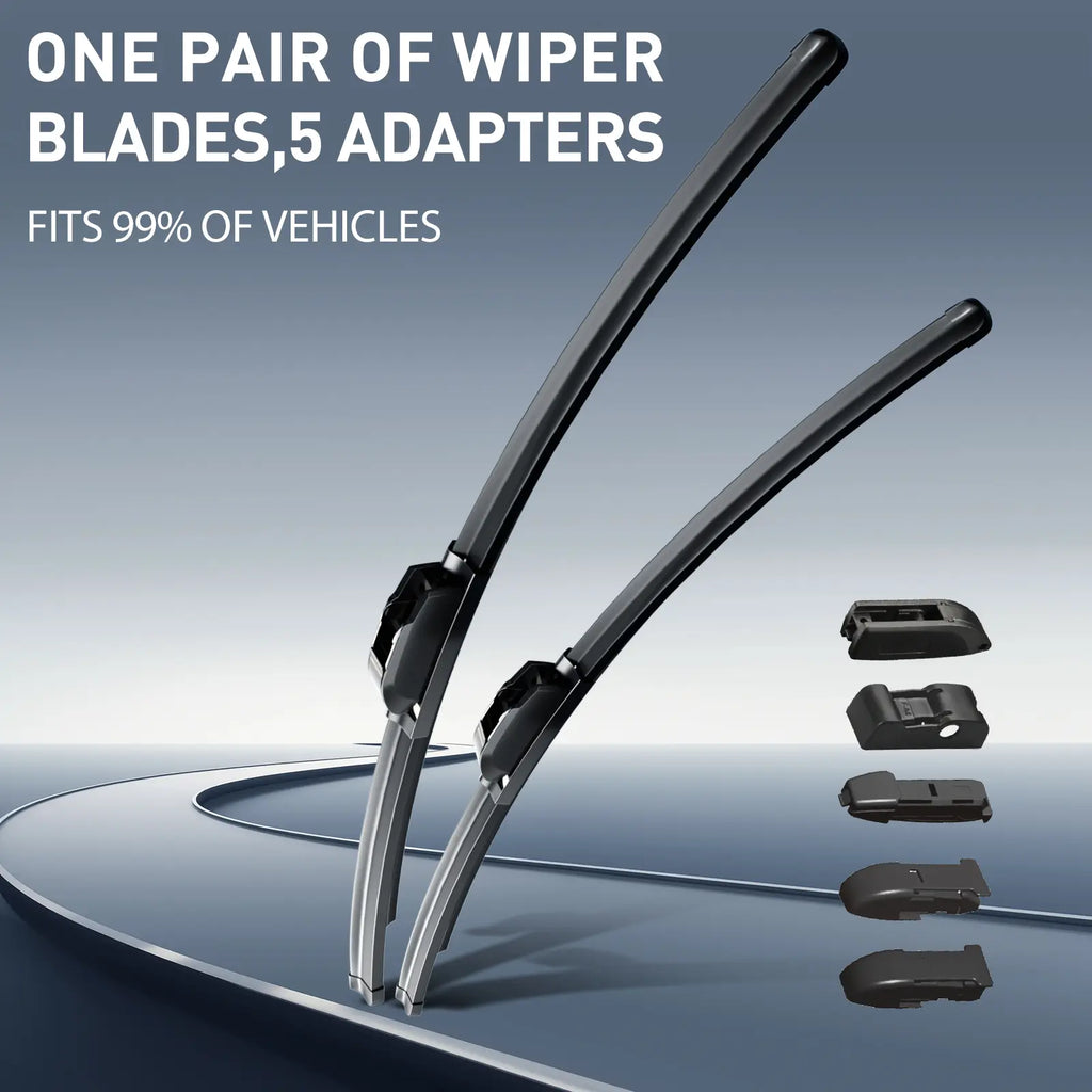 [Summervibes] ITUTN Ultra Quiet Frameless Wipers Blades - OEM Quality, Wiper Champion,Heavy Rain Wipers,Streak-Free | 5 Adapters, Fits 99% Vehicles, All-Season Universal Quiet Windshield Wipers,Easy Install,Car Parts,Auto Parts