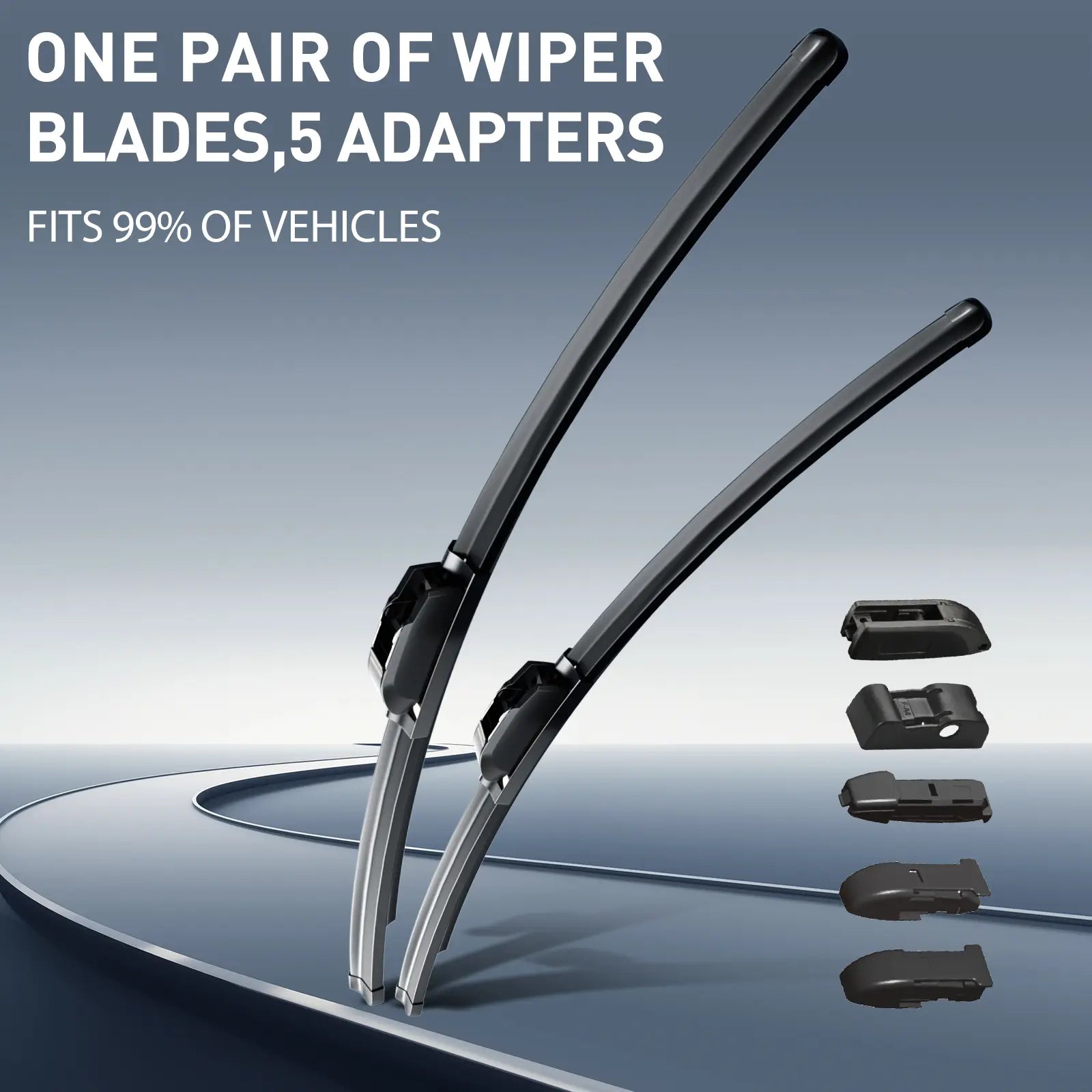 [Summervibes] ITUTN Ultra Quiet Frameless Wipers Blades - OEM Quality, Wiper Champion,Heavy Rain Wipers,Streak-Free | 5 Adapters, Fits 99% Vehicles, All-Season Universal Quiet Windshield Wipers,Easy Install,Car Parts,Auto Parts
