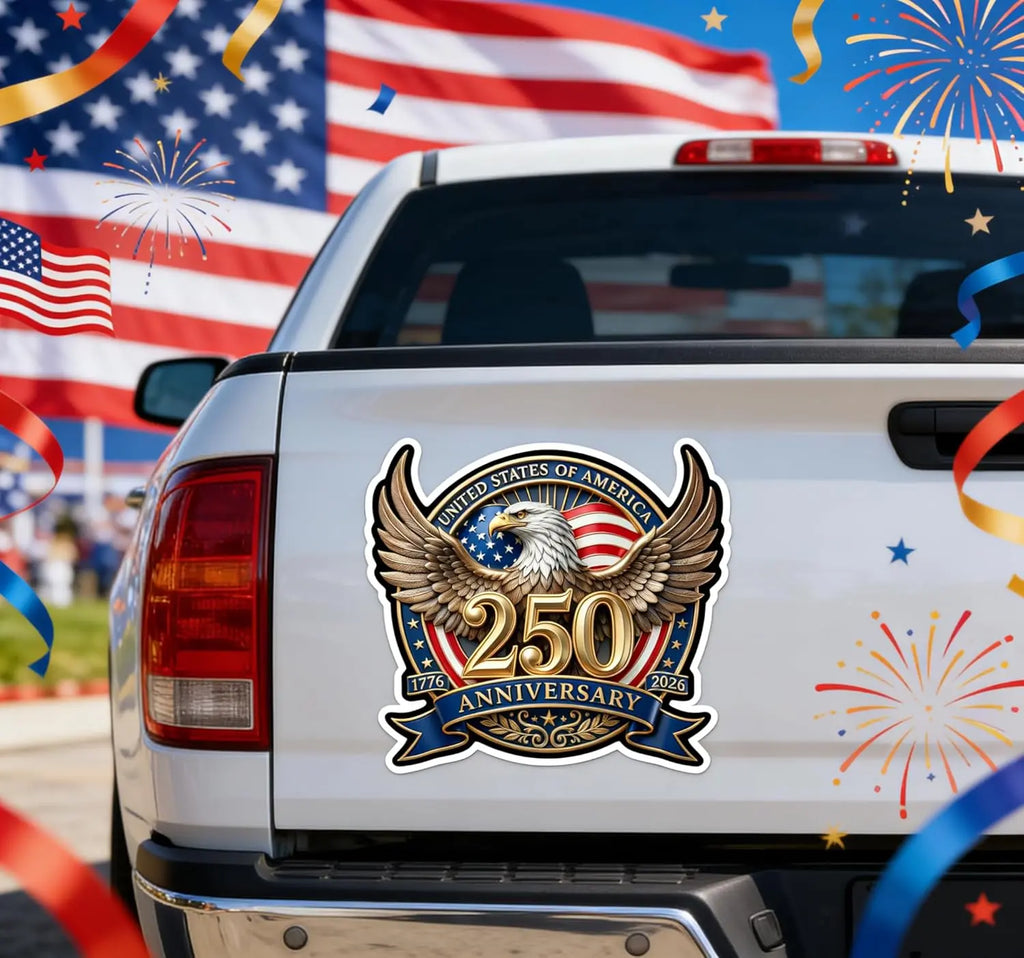 2PCS 250Th Anniversary USA Car Decal Sticker Patriotic 4Th of July Decorations 1776-2026 Vinyl for Car, Truck, Window, Laptop, 250 Years American Independence Bumper Stickers